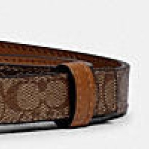 $98 *NEW* COACH Medium Khaki Signature Buckle Belt - Picture 2 of 3
